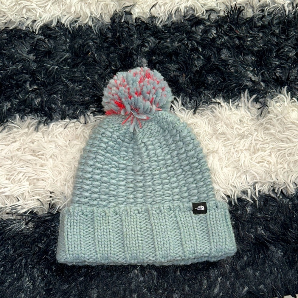 The North Face Women’s Blue Knit Pom Beanie, OSFM